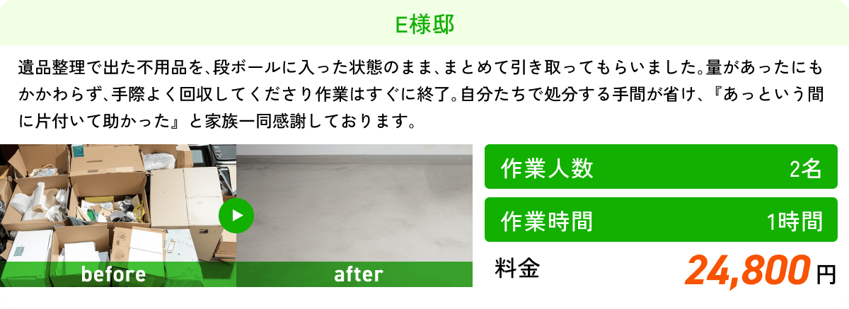 【作業人数】2名 【作業時間】1時間 【料金】24,800円