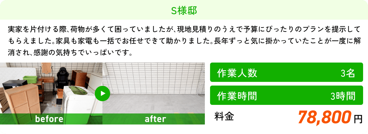 【作業人数】3名 【作業時間】3時間 【料金】78,800円