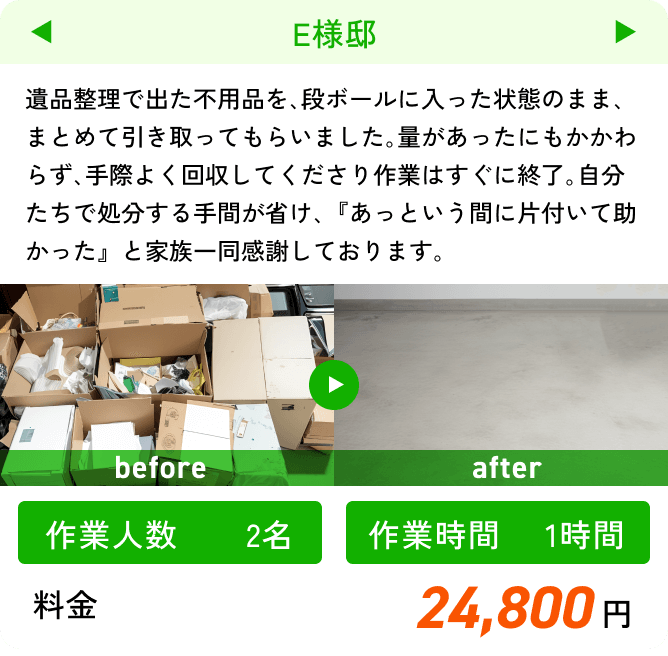 【作業人数】2名 【作業時間】1時間 【料金】24,800円
